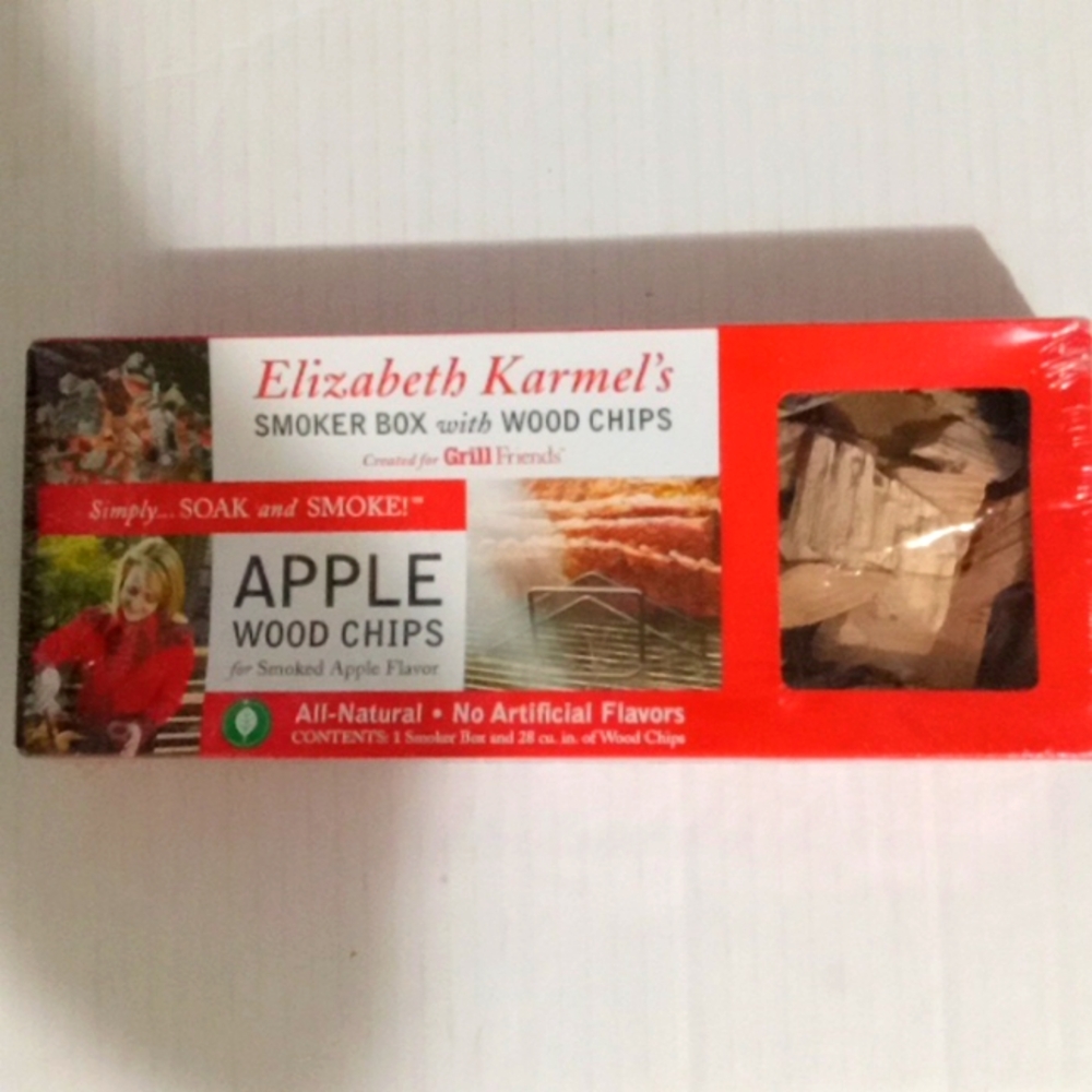 Smoker  box with wood chips apple wood chips
